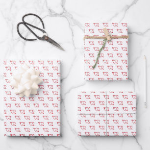 Cute red white arrow heart pattern Valentine’s Day Wrapping Paper Sheet