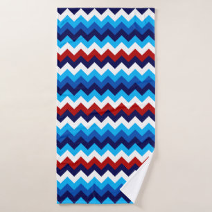 Cute Red White Blue Chevrons Bath Towel