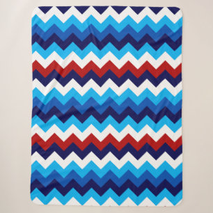 Cute Red White Blue Chevrons Large Sherpa Blanket