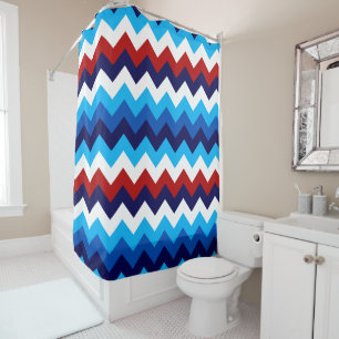 Cute Red White Blue Chevrons Shower Curtain