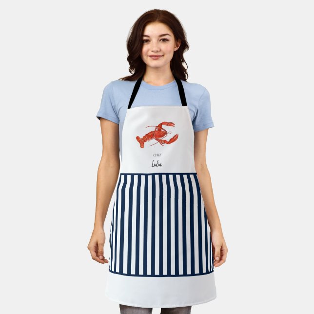 Cute Red white & blue lobster Apron (Worn)