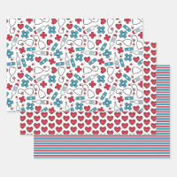 Cute Red White Blue Nurse Doctor Medical Patterns