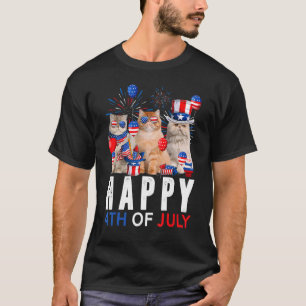 Cute Red White Blue Persian Cat Patriotic Happy 4t T-Shirt