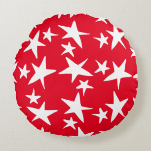 Cute Red, White, & Blue Stars Round Cushion