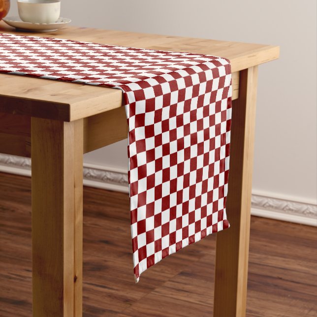 cute red white chequered short table runner (In Situ)