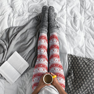 Cute Red & White Christmas Leggings 