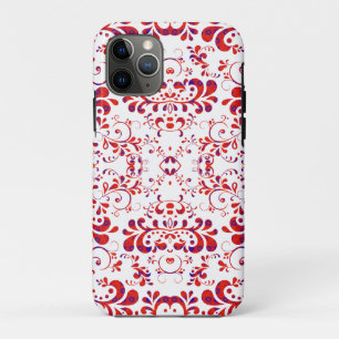Cute red white floral pattern iPhone 11 pro case