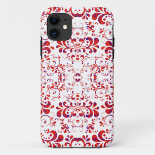 Cute red white floral pattern iPhone 11 case