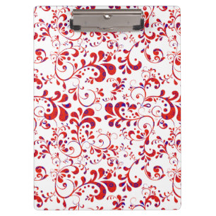Cute red white floral pattern clipboard