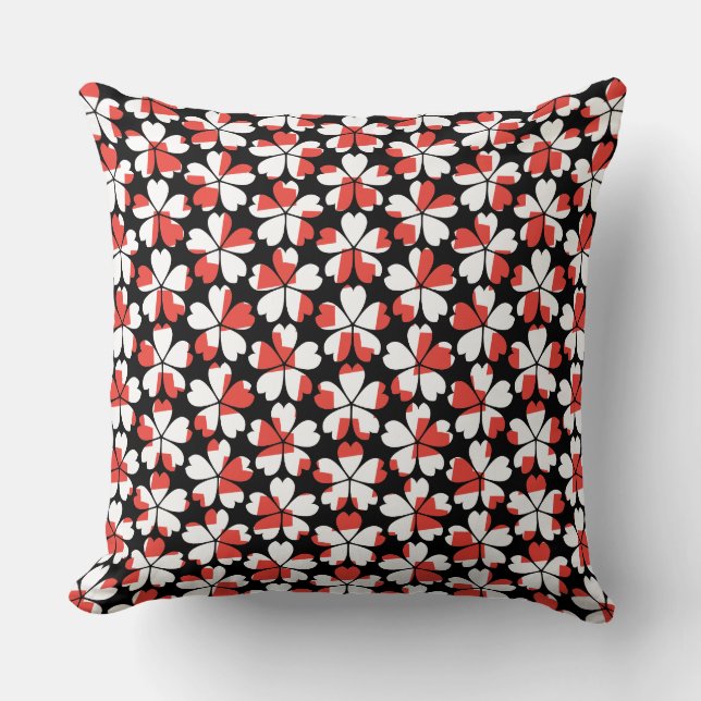 Cute red white flowers patterns cushion (Front)
