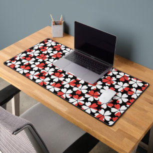 Cute red white flowers patterns desk mat