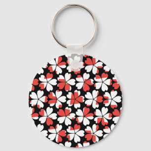 Cute red white flowers patterns key ring