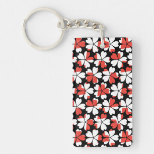 Cute red white flowers patterns key ring