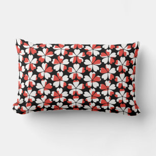Cute red white flowers patterns lumbar cushion