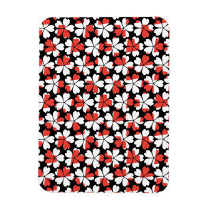 Cute red white flowers patterns magnet