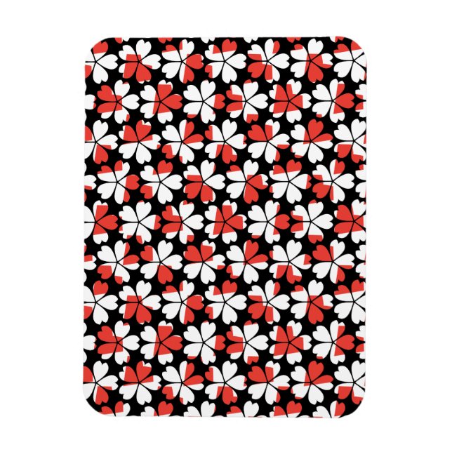 Cute red white flowers patterns magnet (Vertical)