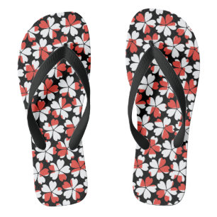 Cute red white flowers patterns  thongs