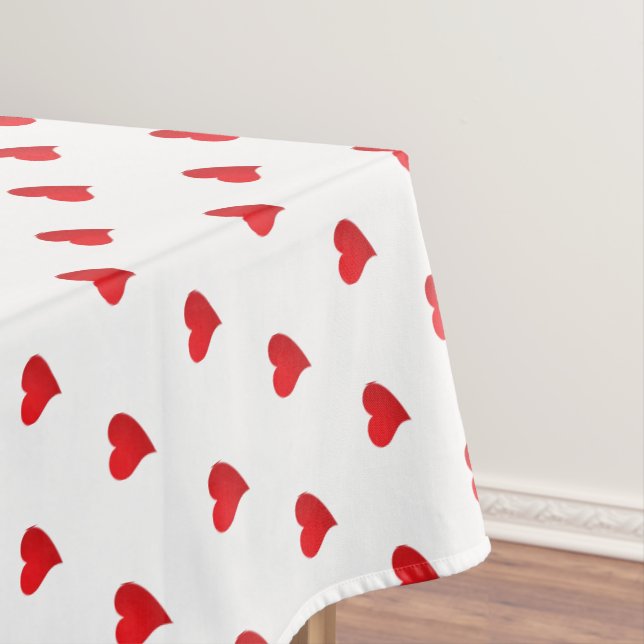 Cute red white hearts pattern elegant girly chic  tablecloth (In Situ)