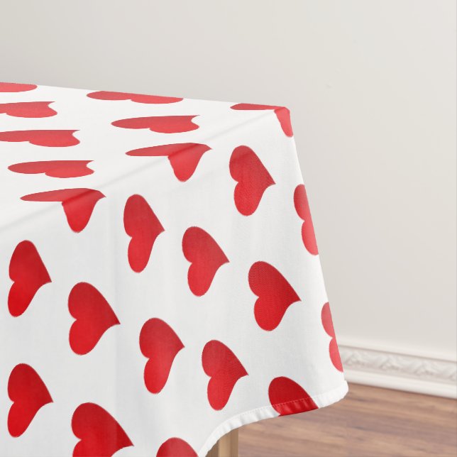 Cute red white hearts pattern modern girly chic tablecloth (In Situ)