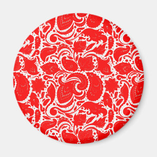 Cute red white paisley pattern magnet