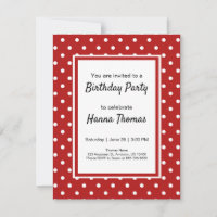 Cute Red White Polka Dot Birthday Party
