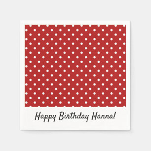 Cute Red White Polka Dot Birthday Party Napkin