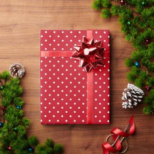 Cute red white polka dot pattern stylish elegant wrapping paper