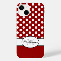 Cute Red White polka dots retro pattern Monogram