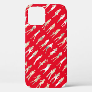 Cute red white silhouette fashion girls patterns iPhone 12 case
