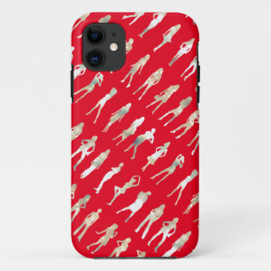 Cute red white silhouette fashion girls patterns iPhone 11 case