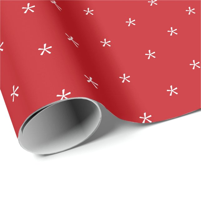 Cute red & white snowflakes pattern Christmas Wrapping Paper (Roll Corner)