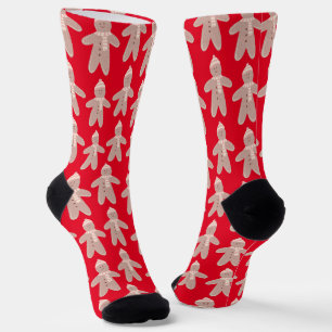 Cute red winter gingerbread socks