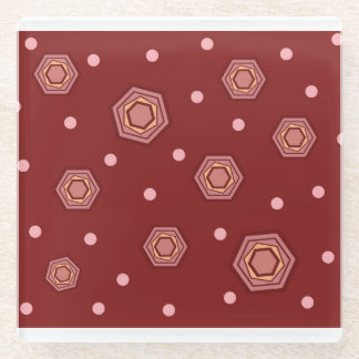 Cute Red with Hexagons Drink Coaster