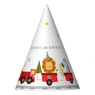 Cute Red Woodland Animal Train Any Age Birthday Party Hat