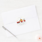Cute Red Woodland Animal Train Any Age Birthday Square Sticker (Envelope)