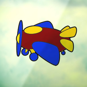 Cute Red Yellow Blue Aeroplane Cartoon for Kids