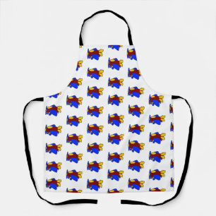 Cute Red Yellow Blue Aeroplane Cartoon for Kids Apron