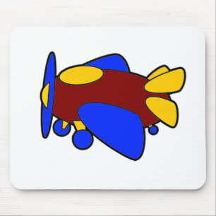 Cute Red Yellow Blue Aeroplane Cartoon for Kids Mouse Pad