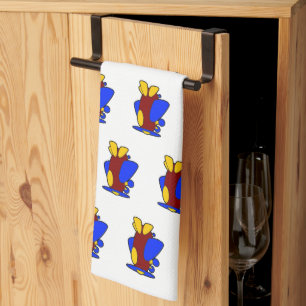 Cute Red Yellow Blue Aeroplane Cartoon for Kids Tea Towel