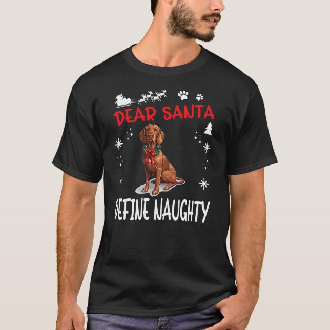 Cute Redbone Coonhound Dog Christmas Dear Santa De T-Shirt (Front)