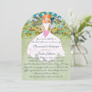 Cute Redhead Auburn Bride Boho Bridal Shower Invitation