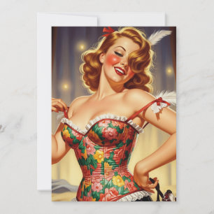 Cute Redhead pin-up girl with dog Invitation