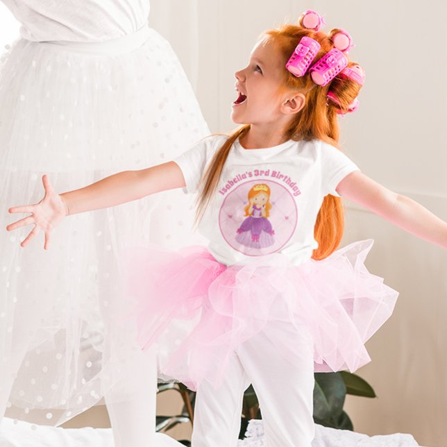 Cute Redhead Princess Custom Birthday Party Girls Toddler T-Shirt (Creator Uploaded)