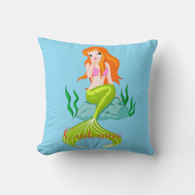 Cute Redheaded Mermaid Thunder_Cove Cushion (Front)