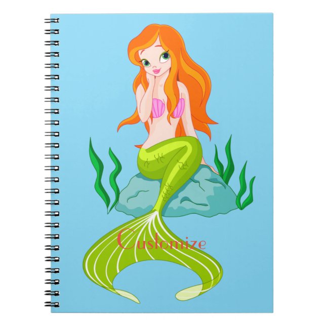 Cute Redheaded Mermaid Thunder_Cove Notebook (Front)