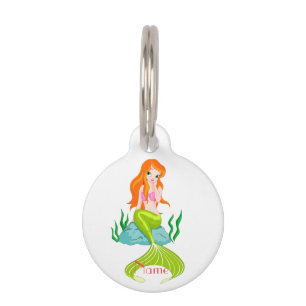 Cute Redheaded Mermaid Thunder_Cove Pet Tag
