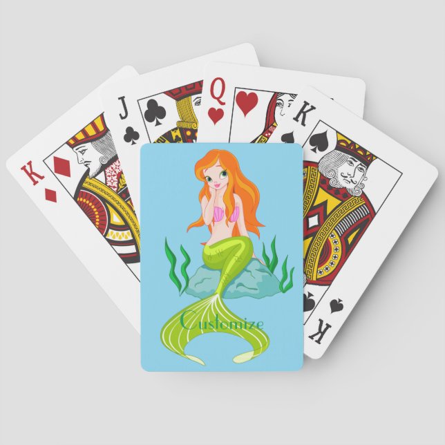 Cute Redheaded Mermaid Thunder_Cove Playing Cards (Back)