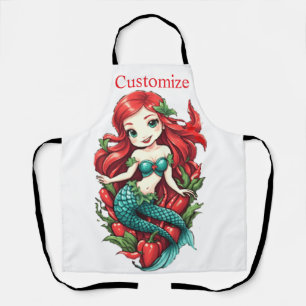 Cute Redheaded Two-tail Mermaid Thunder_Cove Apron