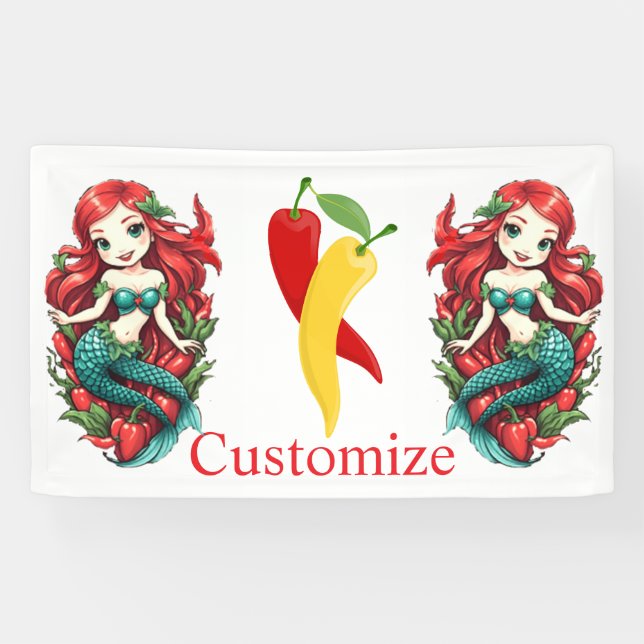 Cute Redheaded Two-tail Mermaid Thunder_Cove Banner (Horizontal)