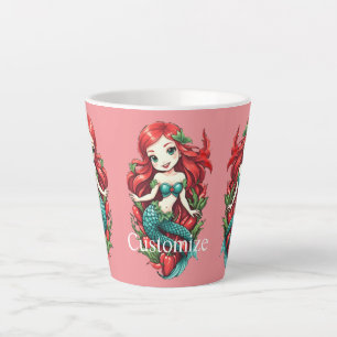 Cute Redheaded Two-tail Mermaid Thunder_Cove Latte Mug